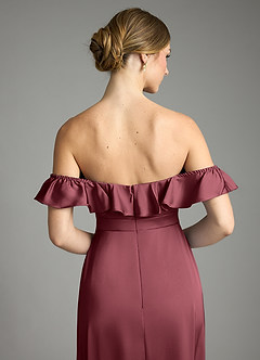 Azazie Lyra Vestidos de damas de honor Vestido de Merlot de Satén Elástico de Corte en A Convertible con Vestidos sin tirantes image9