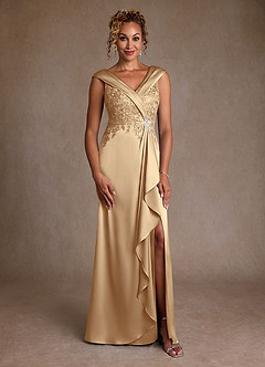 Azazie Santa Monica vestidos de madre de la novia Vestido de Champán de Encaje de Corte en A image3