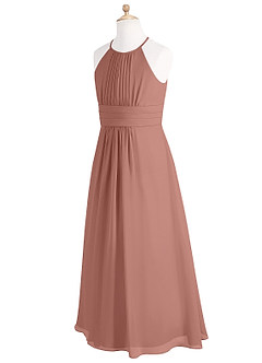 Azazie Bonnie Junior Cedar Rose A-Line Pleated Chiffon Dress image7