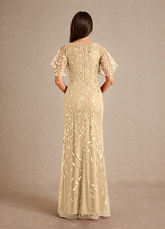 Azazie Milan Mother of the Bride Dresses Champagne Sheath Sequins Dress image3