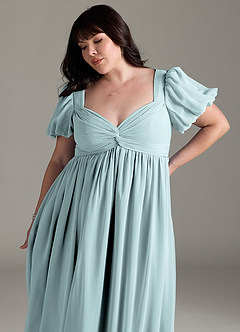 Azazie Madisynn Maternity Bridesmaid Dresses Bow Chiffon Floor-Length Dress image9