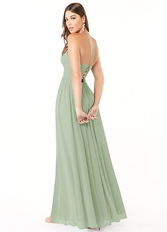 Azazie Aaida Bridesmaid Dresses Dusty Sage A-Line Corset Chiffon Dress image5
