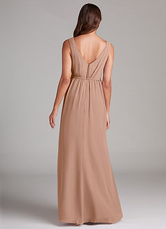 Azazie Tanicia Bridesmaid Dresses Champagne Rose A-Line Pleated Chiffon Dress image7