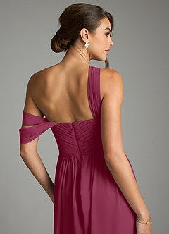 Azazie Kassandra Bridesmaid Dresses Mulberry A-Line Off the Shoulder Chiffon Dress image7