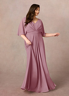Azazie Oksana Kleider für die Brautmutter A-Linie V-Hals Gefaltet Chiffon Kleid Vintage Mauve image7