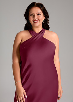 Azazie Doretta Vestidos de madrinha de casamento Vestido Amora de Cetim elástico de sereia com Plissado image11
