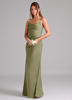 Azazie Lucille Bridesmaid Dresses Pistachio Mermaid Strapless Stretch Satin Convertible Dress image3