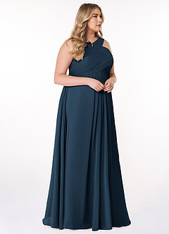 Azazie Kaleigh Bridesmaid Dresses Dark Navy A-Line Pleated Chiffon Dress image10