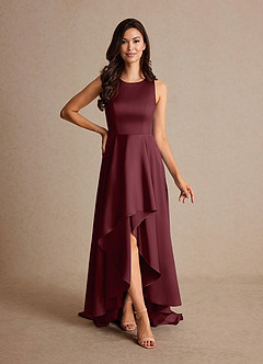 Azazie Niles vestidos de madre de la novia Vestido de Cabernet de Satén Elástico de Corte En A con Trenes image1