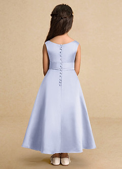 Azazie Lindy Flower Girl Dresses Lavender A-Line Pleated Matte Satin Dress image7