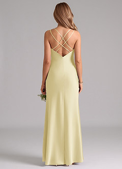 Azazie Suttona Brudtärnklänningar Klä av A-Linje i Stretch Satin Plisserad Citronsorbet image3