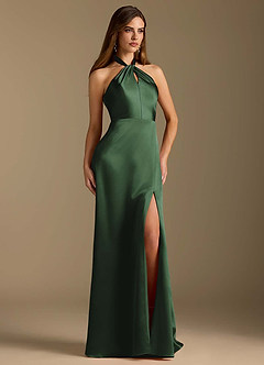 Azazie Tracie Robes de demoiselle d'honneur Robe Trapèze en Satiné métallisé Plissée Eucalyptus image5