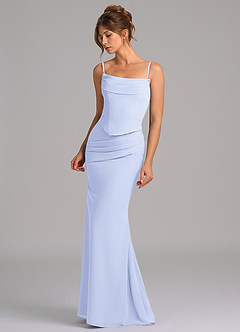 Azazie Sorrel Vestidos de damas de honor Vestido de Lavanda de Gasa de Corte Sirena con Corsé image6