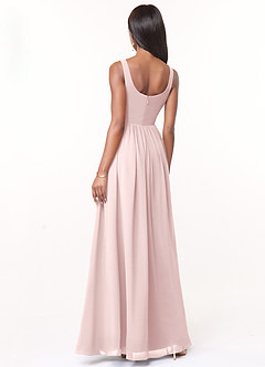 Azazie Keyla Bridesmaid Dresses Blushing Pink A-Line V-Neck Pleated Chiffon Dress image2