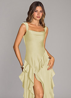Azazie Sloane Bridesmaid Dresses Lemon Sorbet A-Line Sweetheart Neckline Stretch Satin Dress image4