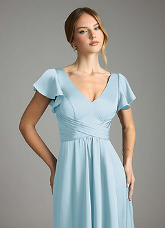 Azazie Omari Jurken voor bruidsmeisjes Jurk van Stretch Satijn met A-Lijn Hemelsblauw image6