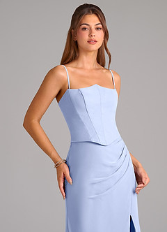 Azazie Jenine Bridesmaid Dresses Ice Mermaid Strapless Chiffon Dress image2
