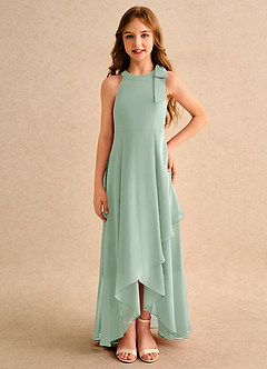 Azazie Boop Girls Formal Jurken voor bloemenmeisjes A-Lijn Jurk van Chiffon Boog Agave image3