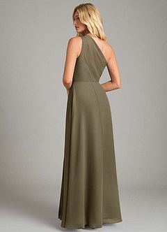 Azazie Phaedra Bridesmaid Dresses Willow Green A-Line One Shoulder Chiffon Dress image2