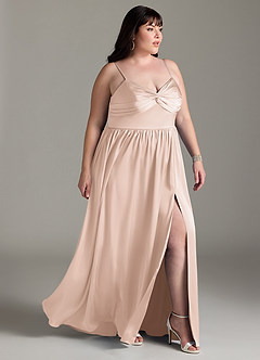 Azazie Zeya Bridesmaid Dresses Blushing Pink A-Line Pleated Stretch Satin Dress image12