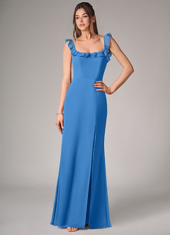 Azazie Callie Bridesmaid Dresses Blue Jay Mermaid Side Slit Chiffon Convertible Dress image4