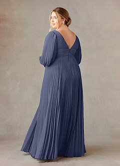 Azazie Zahara vestidos de madre de la novia Vestido de Tormenta de Gasa de Corte En A con Cuello en V plisado image10