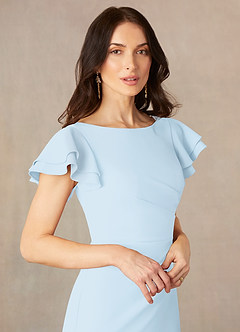 Azazie Peppermint Mère de la mariée Robes Robe Sirène en Crêpe Élastique Encadrement froncé Bleu Ciel image3