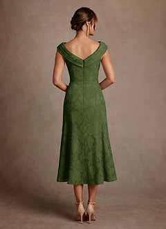 Azazie Keith Mother of the Bride Dresses Olive Sheath Pleated Floral Burnout Dress image2