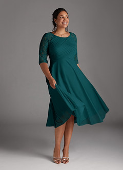 Azazie Gracelyn Mother of the Bride Dresses Peacock A-Line Lace Dress image8