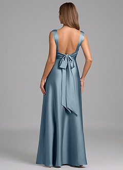 Azazie Beatrice Bridesmaid Dresses Dusty Blue A-Line Sweetheart Neckline Stretch Satin Dress image6
