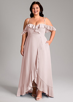 Azazie Lyra Bridesmaid Dresses Blushing Pink A-Line Chiffon Convertible Dress image16