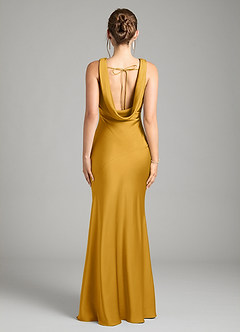 Azazie Rylina Bridesmaid Dresses Butterscotch Mermaid Stretch Satin Dress image2