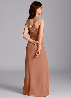 Azazie Mero Junior Abito Sirena in Chiffon Plissettato Bronzo image7