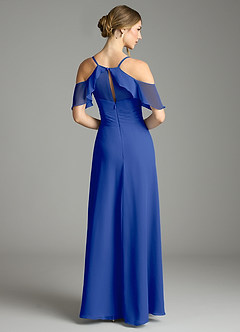 Azazie Dakota Bridesmaid Dresses Royal Blue A-Line V-Neck Pleated Chiffon Dress image2
