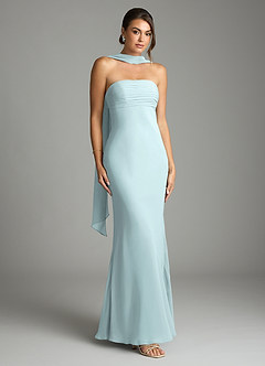 Azazie Saylor Vestidos de damas de honor Vestido de Neblina de Gasa de Corte Sirena con Sin tirantes image1