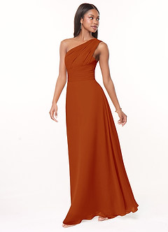 Azazie Ashley Bridesmaid Dresses Paprika A-Line Ruched Chiffon Dress image4