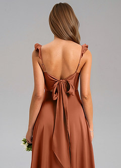 Azazie Everett Bridesmaid Dresses Cedar Rose A-Line Stretch Satin Dress image7