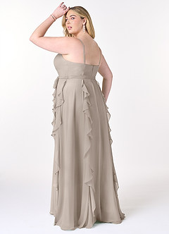 Azazie Peyton Brautjungfernkleider A-Linie Gestreift Chiffon Kleid Frost image10
