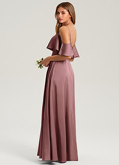 Azazie Jean Bridesmaid Dresses Vintage Mauve A-Line Off the Shoulder Stretch Satin Dress image4