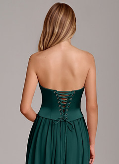 Azazie Cadence Vestidos de damas de honor Vestido de Pino de Satén Elástico de Corte en A Convertible con Corsé image6