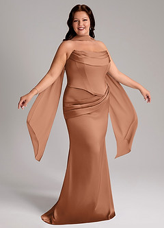 Azazie Sorrel Vestidos de damas de honor Vestido de Bronceador de Satén Elástico de Corte Sirena Convertible con Sin tirantes image9