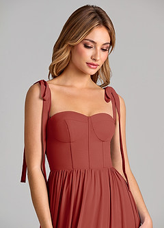Azazie Anastacia Brautjungfernkleider A-Linie Herzausschnitt Chiffon Kleid Terrakotta image7