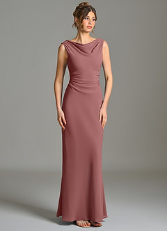 Azazie Kieryn Bridesmaid Dresses Desert Rose Mermaid Pleated Chiffon Dress image5