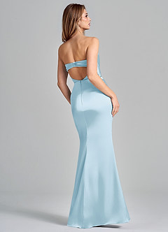 Azazie Olea Final Sale Sky Blue Mermaid Strapless Stretch Satin Convertible Dress image5