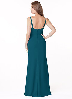 Azazie Salma Final Sale Ink Blue Sheath Side Slit Chiffon Dress image2