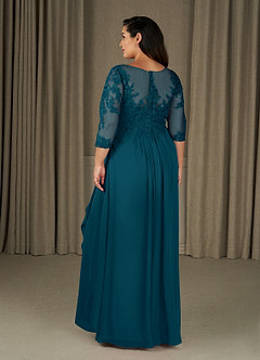 Azazie Calanthe Abiti per la Madre della Sposa Abito A-Line in Chiffon con Scollo a U Blu Inchiostro image7