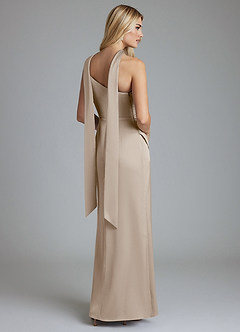 Azazie Adhara Jurken voor bruidsmeisjes Jurk van Stretch Satijn met Kolom One-Shoulder Vorst image2