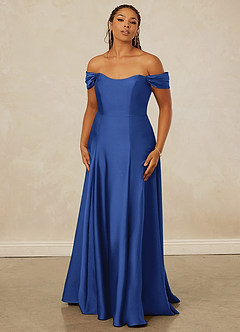 Christian Siriano Bridal for Azazie 1002 Brautjungfernkleider Wandelbar A-Linie Schulterfrei Stretch-Satin Kleid Königsblau image8
