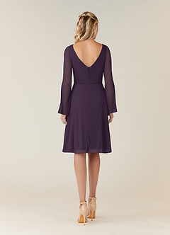 Azazie Teraso Final Sale Plum A-Line Pleated Mesh Dress image2