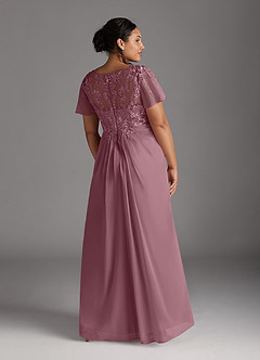 Azazie Holga Mother of the Bride Dresses Vintage Mauve A-Line V-Neck Lace Chiffon Dress image10